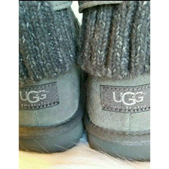 UGG BOOTS Suede TALL KNIT SHAFT CUFFED WOMENS SIZE 5 EXCELLENT CONDITION - Picture 7 of 12